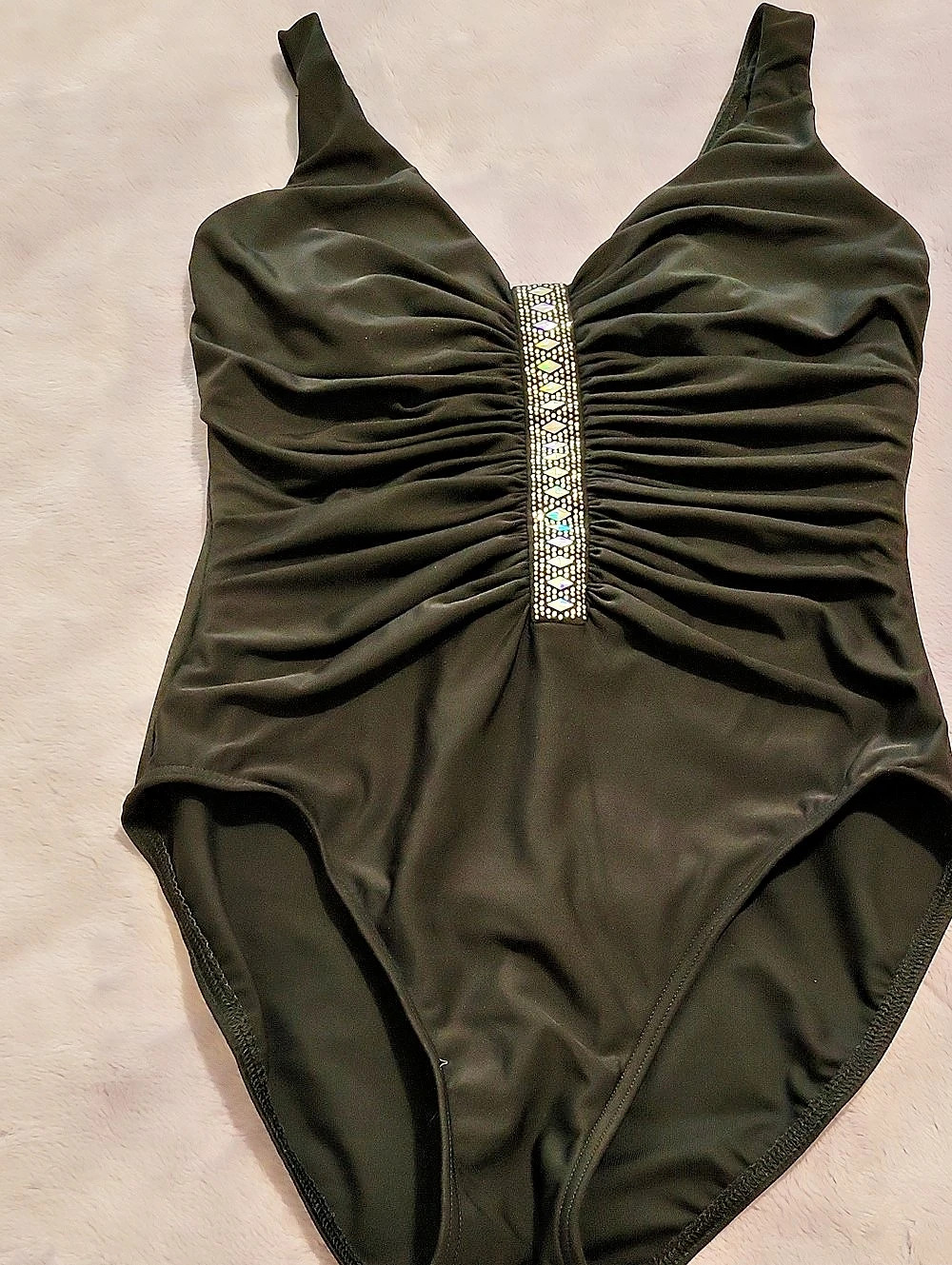 Ruched Black One-Piece Swimsuit